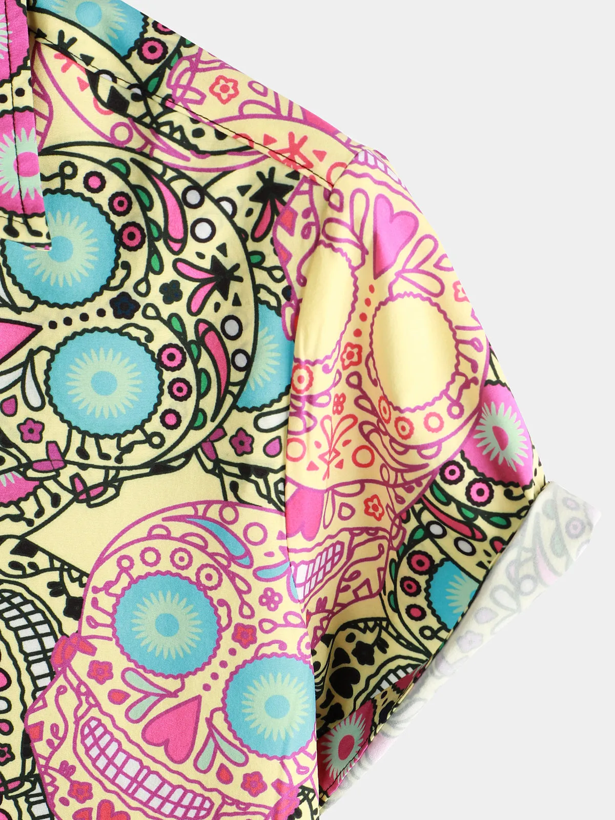 Men's Funny Skull Print Short Sleeve Shirt