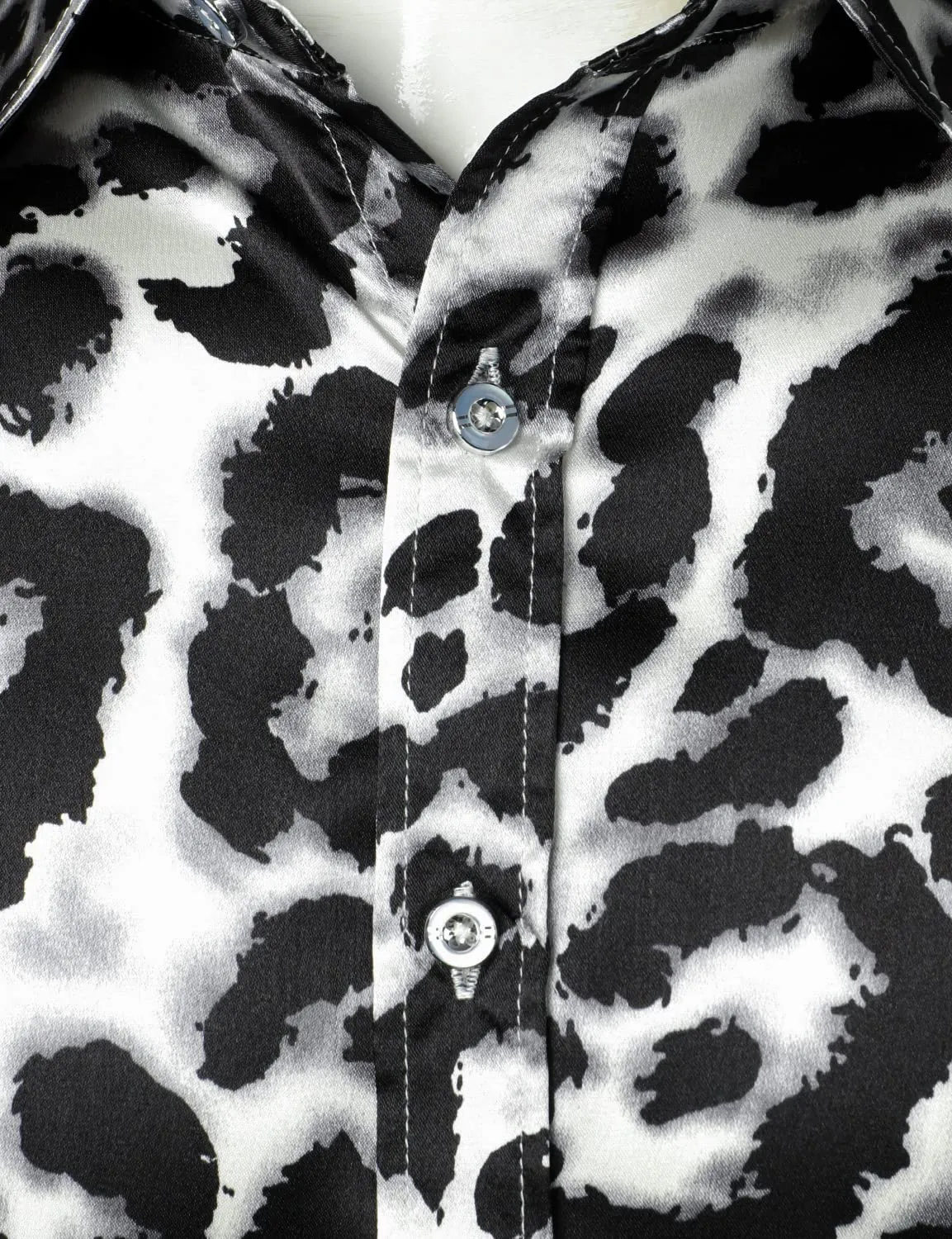 Men's Leopard Retro Black Button Up Long Sleeve Shirt