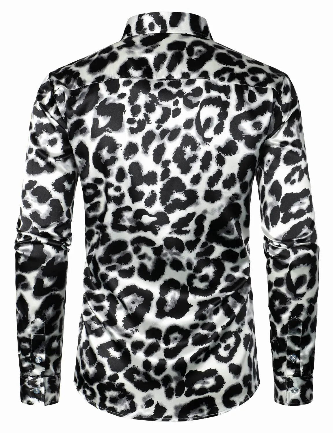 Men's Leopard Retro Black Button Up Long Sleeve Shirt