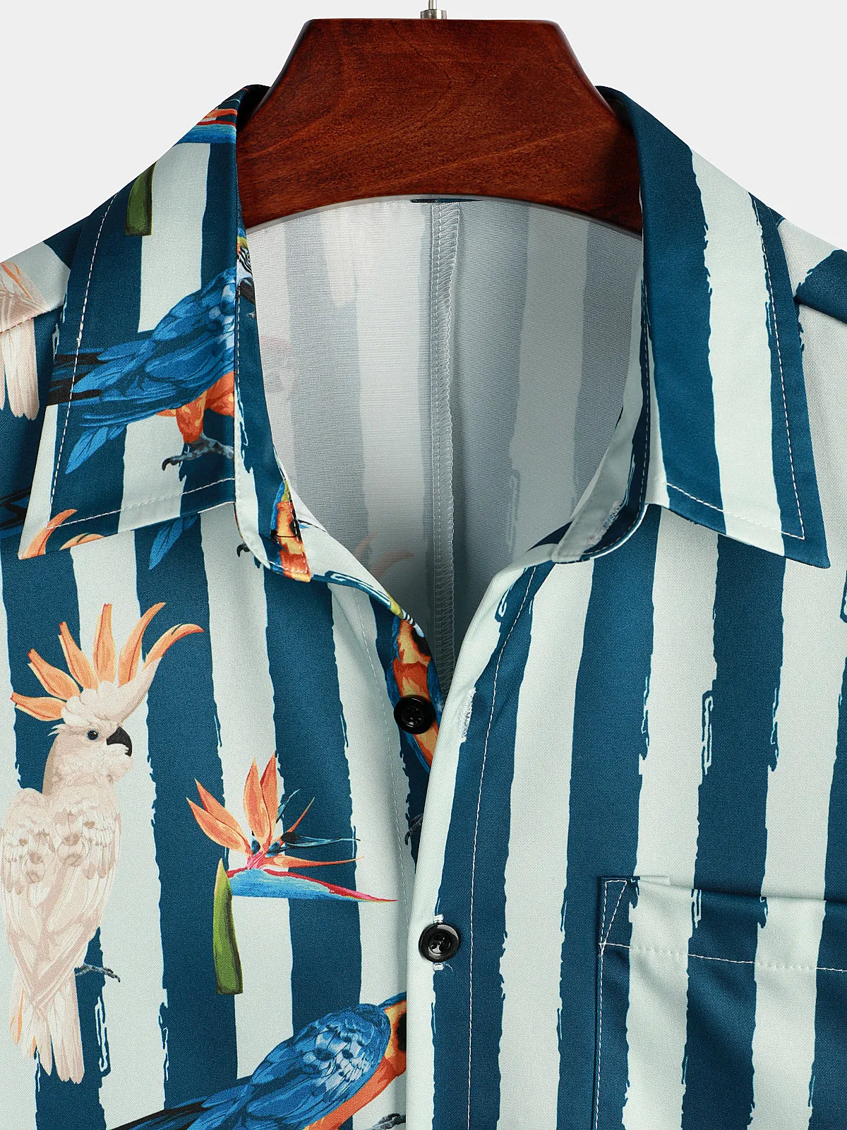 Men's Parrot Summer Pocket Short Sleeve Shirt