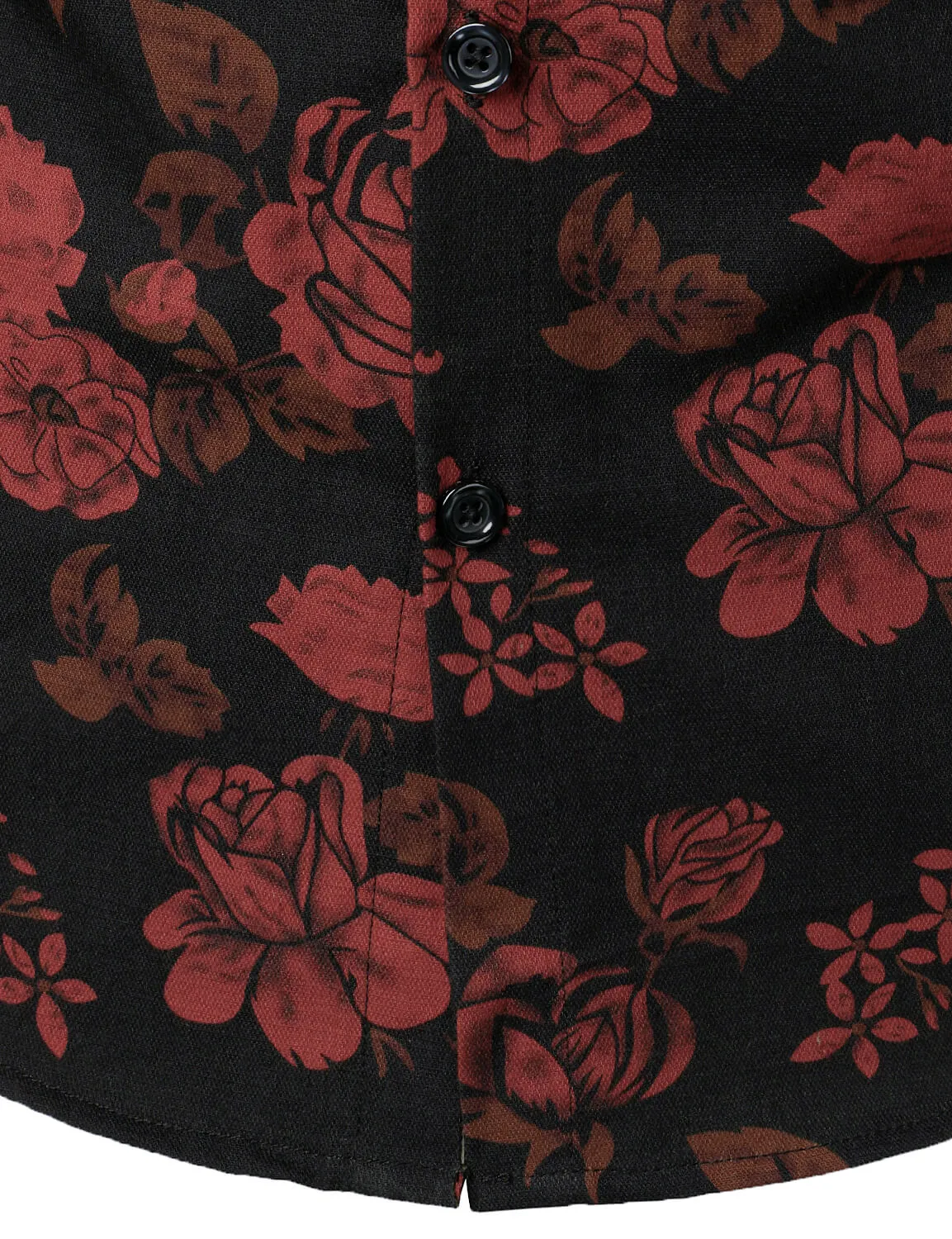 Men's Red Floral Vintage Button Up Long Sleeve Shirt