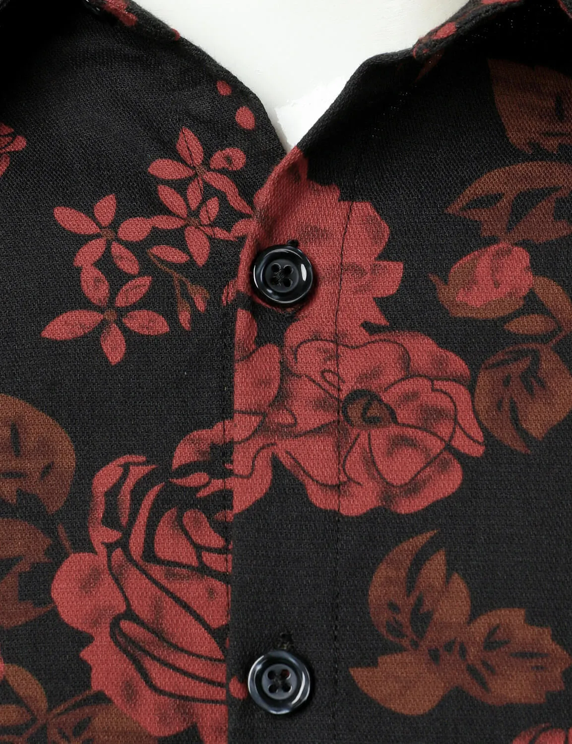 Men's Red Floral Vintage Button Up Long Sleeve Shirt