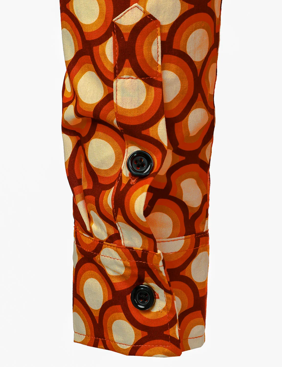 Men's Retro 70s Geometric Print Cotton Long Sleeve Shirt