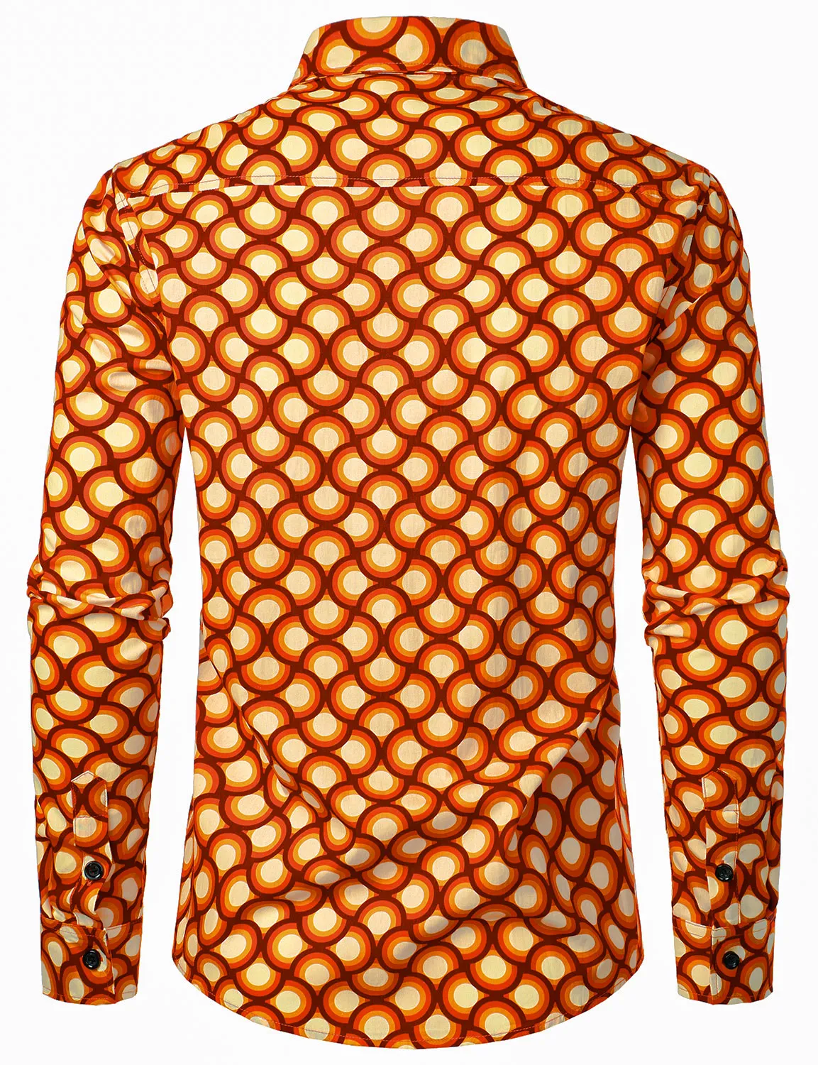 Men's Retro 70s Geometric Print Cotton Long Sleeve Shirt