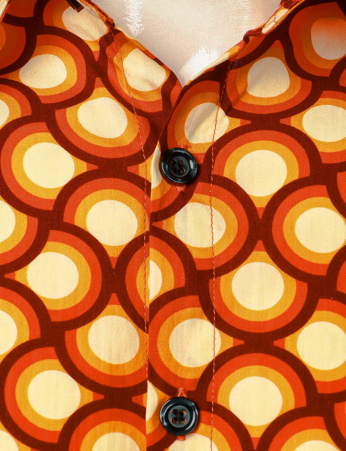 Men's Retro 70s Geometric Print Cotton Long Sleeve Shirt