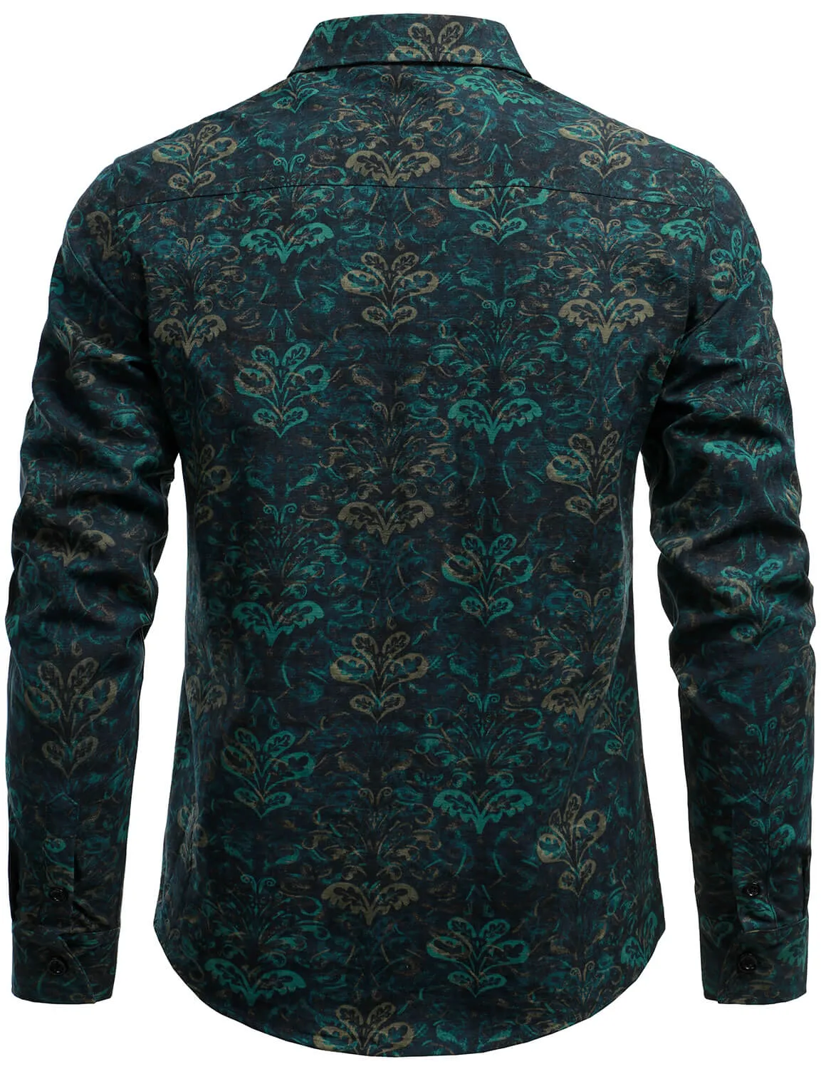 Men's Retro Abstract Print Casual Long Sleeve Button Up Shirt