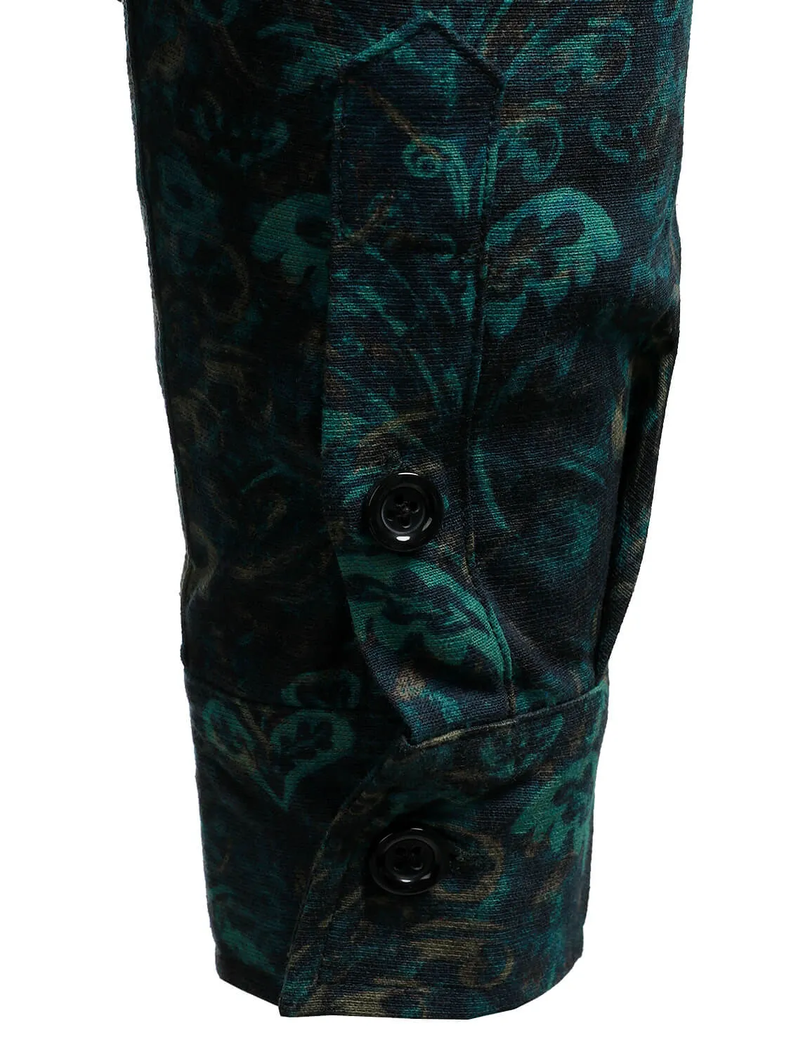 Men's Retro Abstract Print Casual Long Sleeve Button Up Shirt