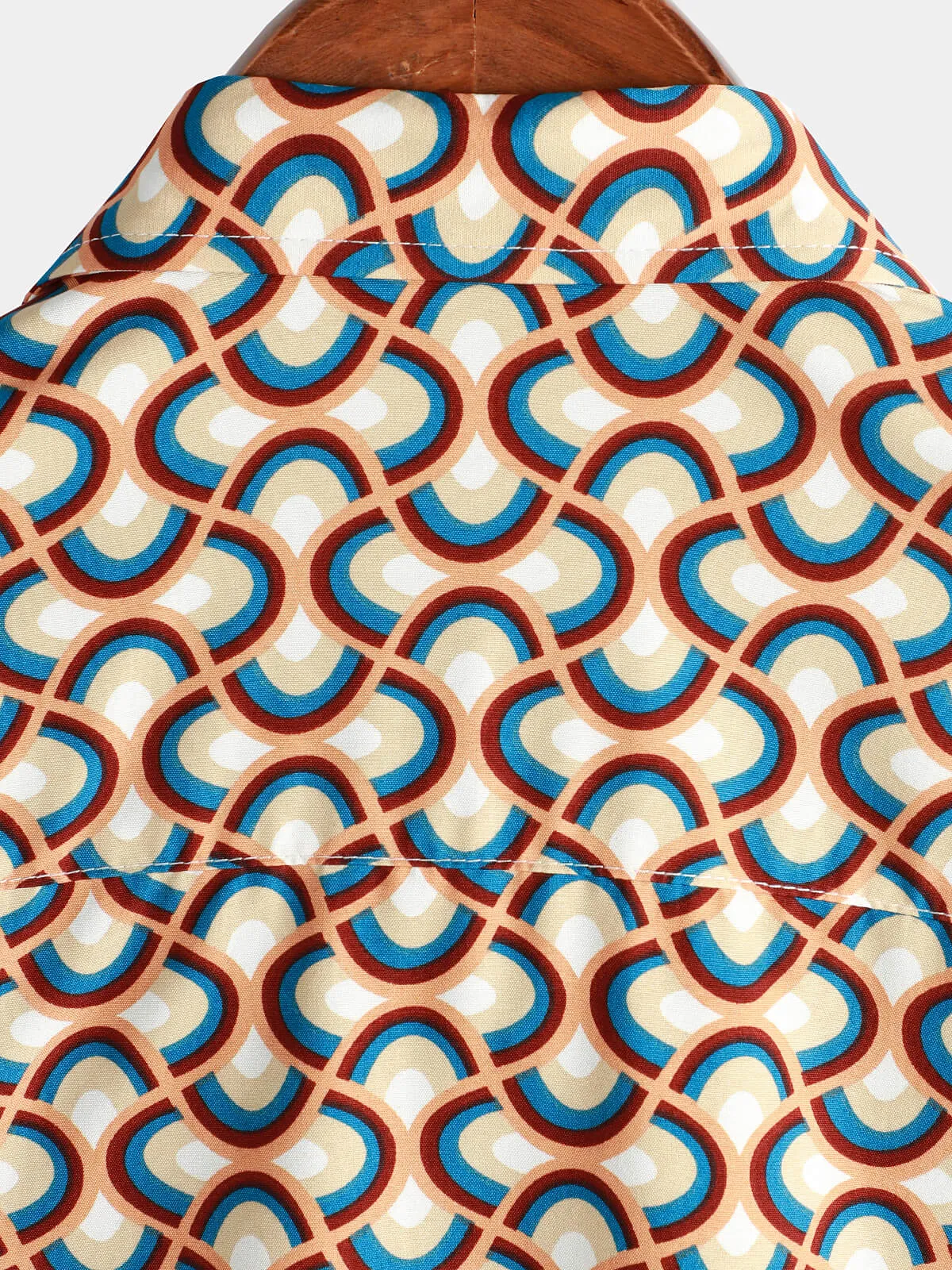 Men's Retro Button Up Vintage Geometric Circle Cool Short Sleeve Shirt
