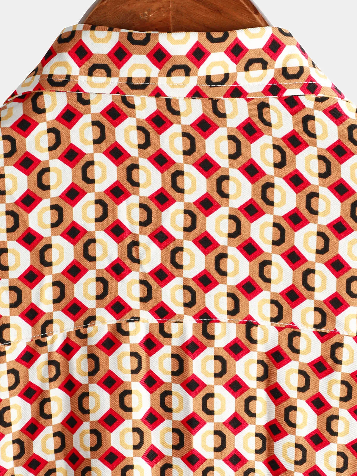 Men's Retro Geometric 70s Disco Party Button Up Summer Short Sleeve Shirt