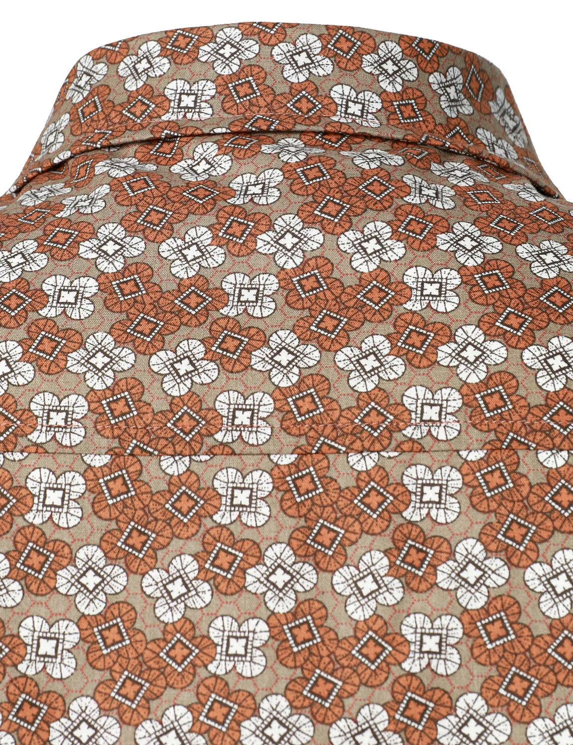 Men's Retro Geometric Print Button Up Long Sleeve Dress Shirt