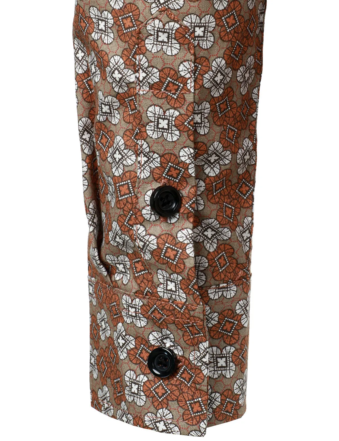 Men's Retro Geometric Print Button Up Long Sleeve Dress Shirt