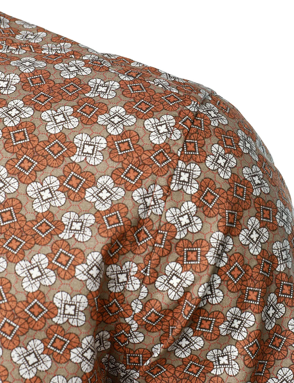 Men's Retro Geometric Print Button Up Long Sleeve Dress Shirt