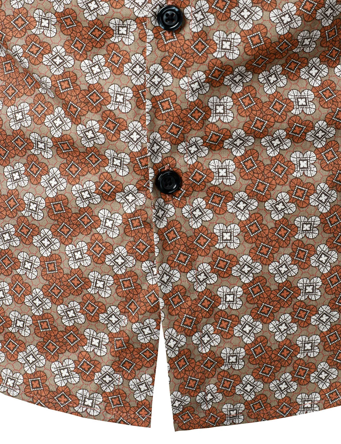 Men's Retro Geometric Print Button Up Long Sleeve Dress Shirt
