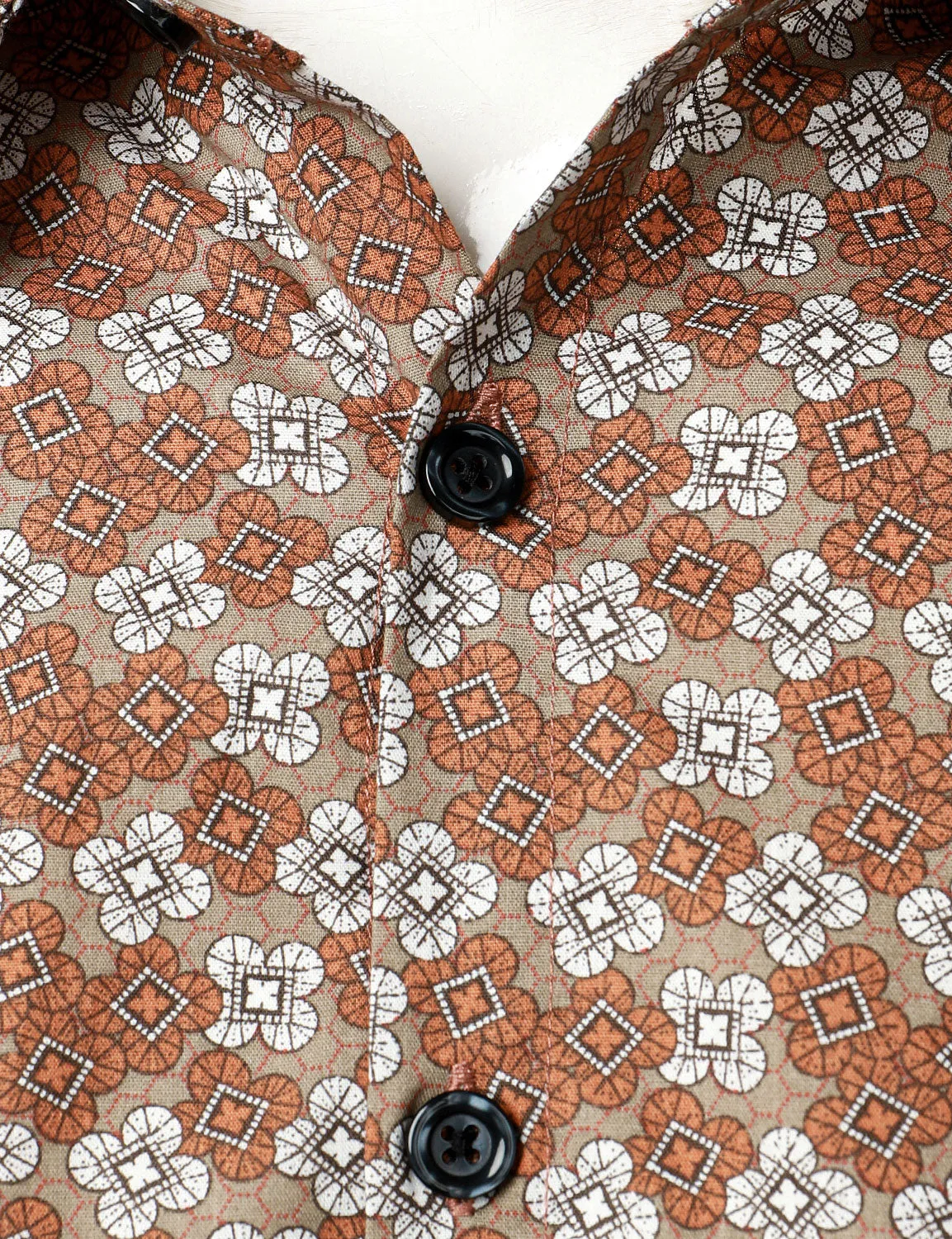 Men's Retro Geometric Print Button Up Long Sleeve Dress Shirt