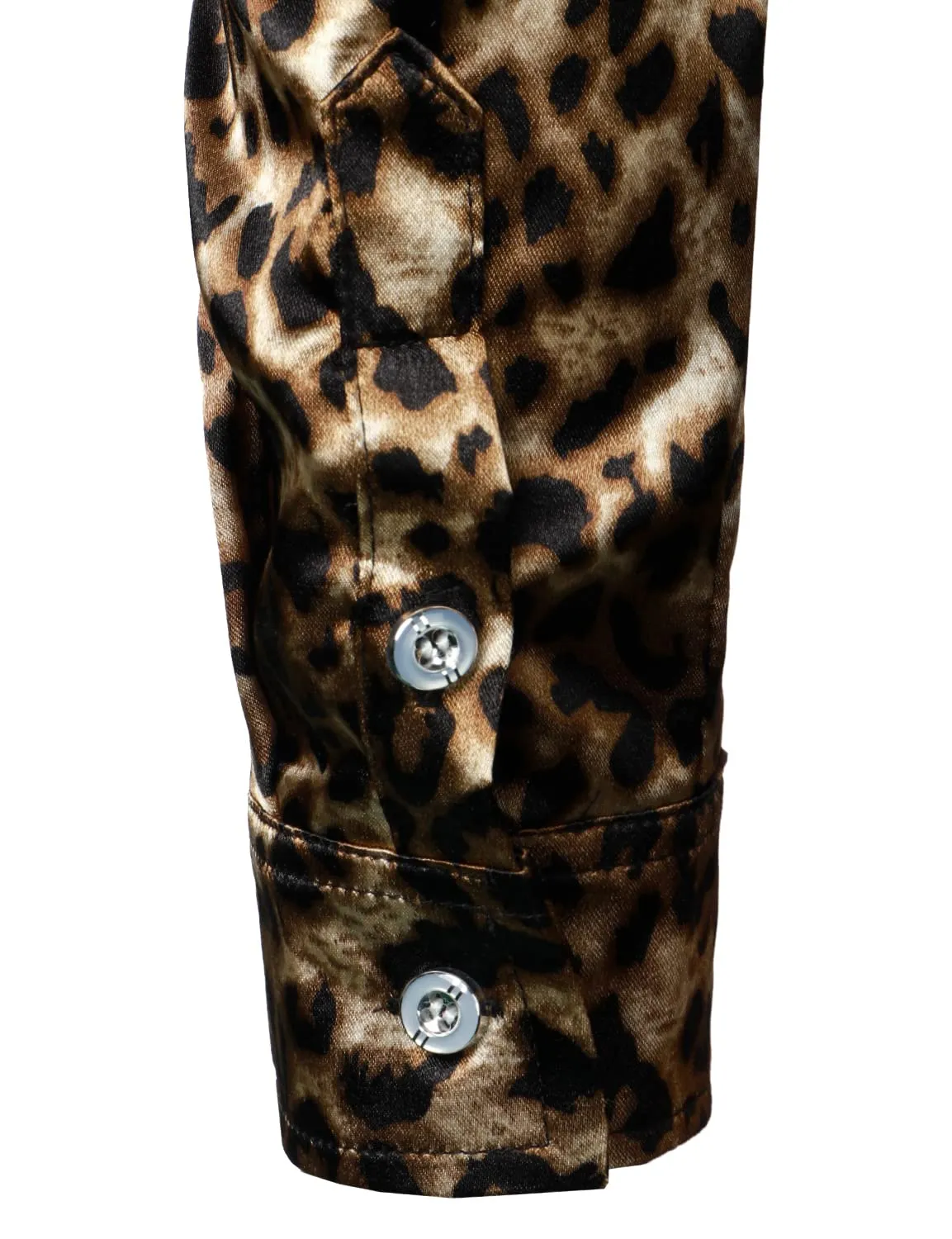 Men's Retro Leopard Button Up Brown Long Sleeve Shirt