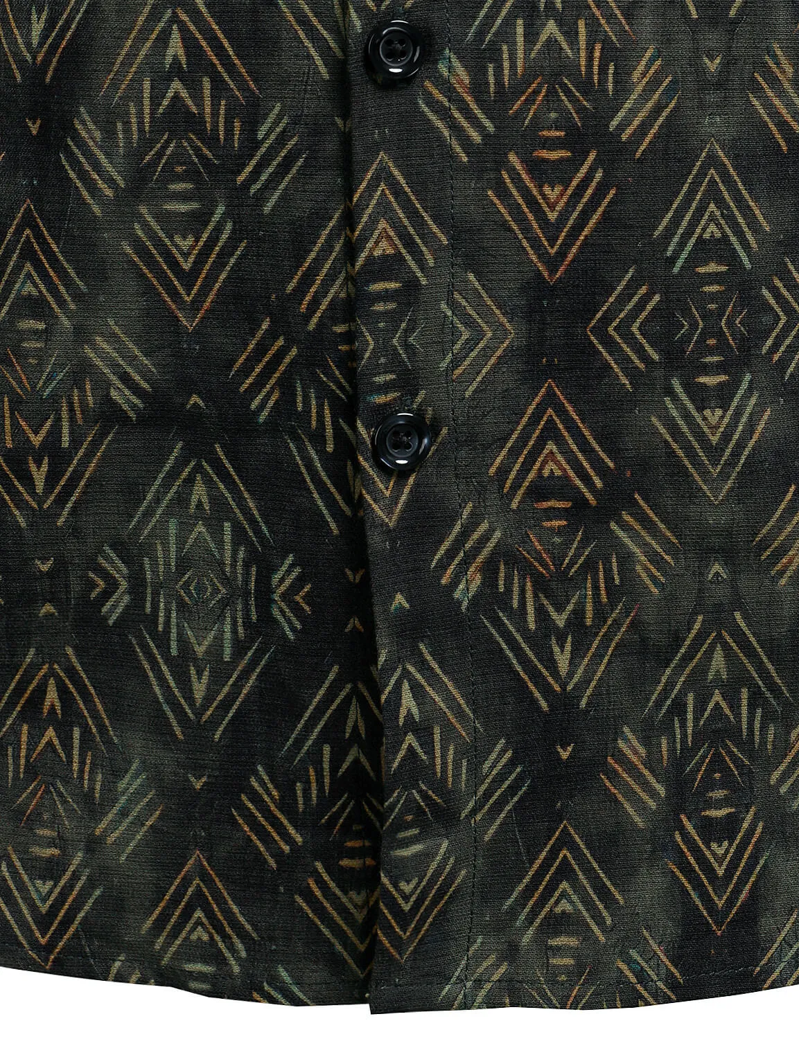 Men's Retro Print Casual Long Sleeve Button Up Shirt