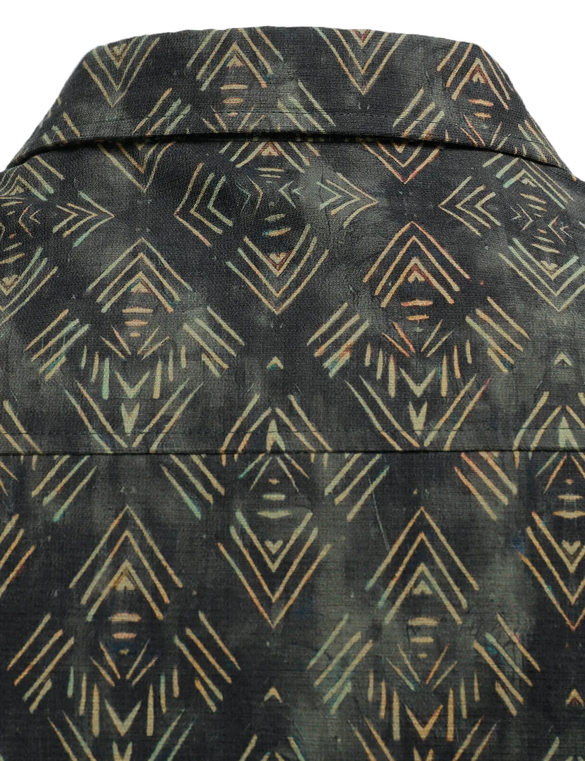 Men's Retro Print Casual Long Sleeve Button Up Shirt