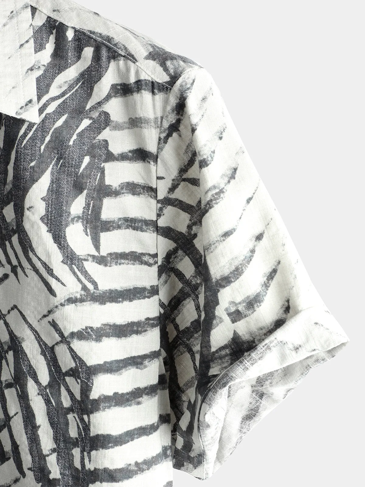 Men's Short Sleeve Striped Printed Retro Shirt