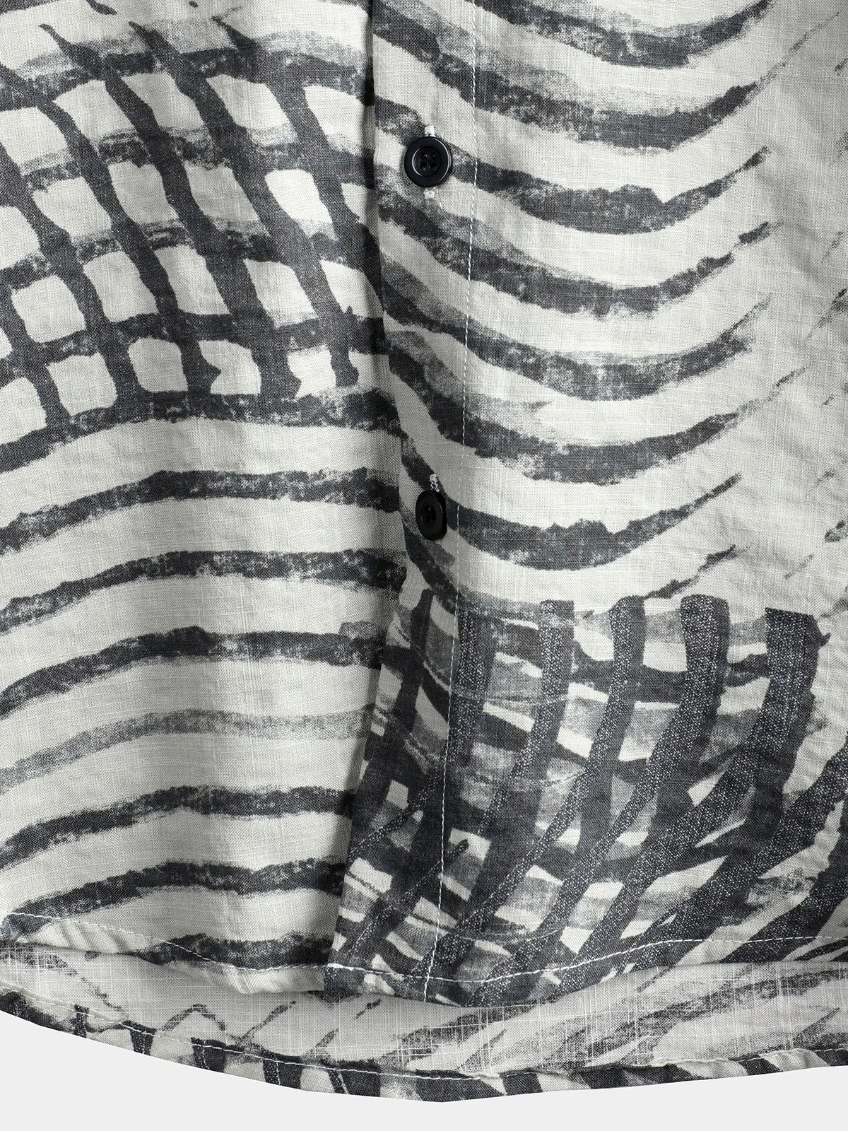 Men's Short Sleeve Striped Printed Retro Shirt