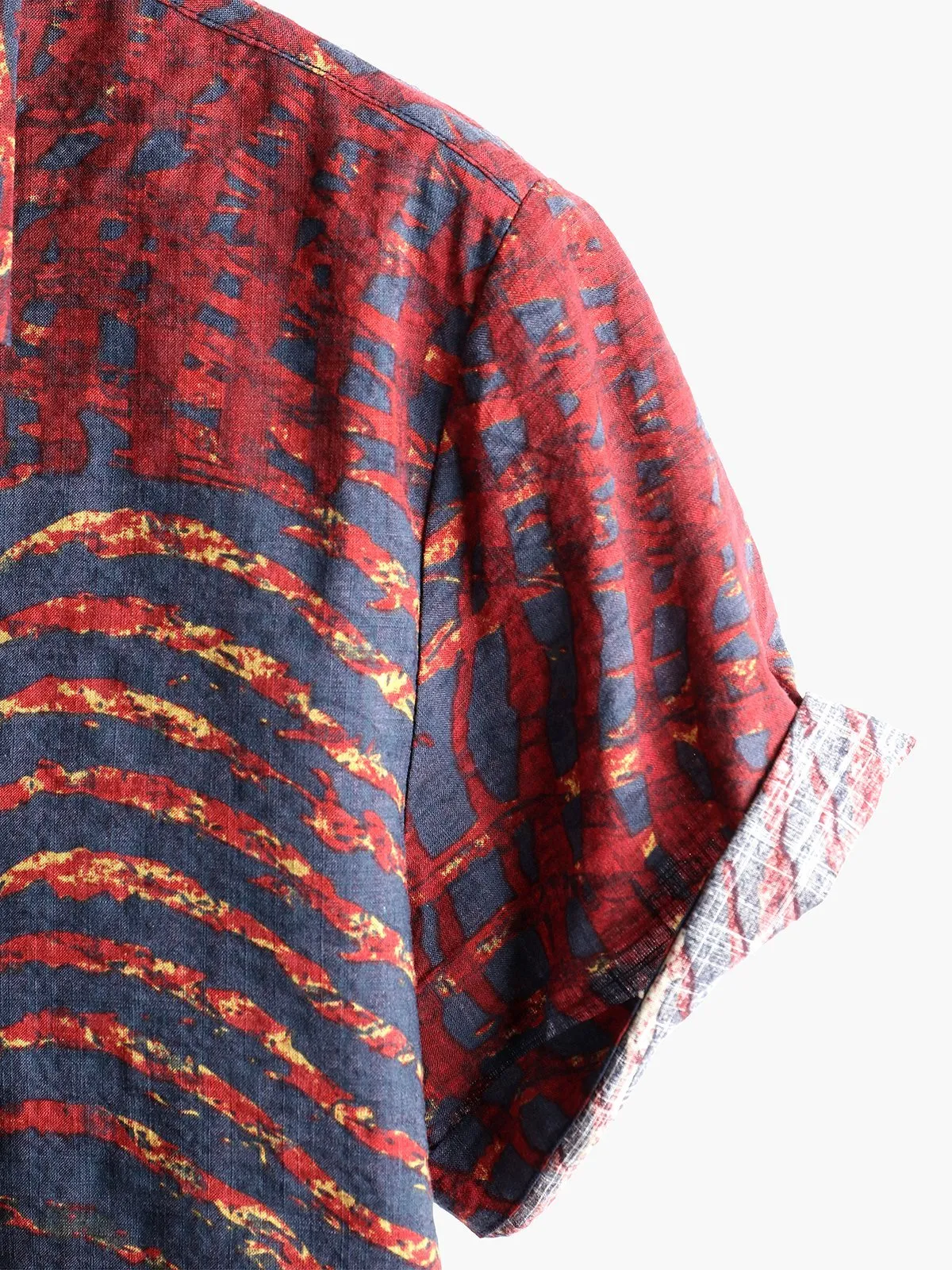 Men's Short Sleeve Striped Printed Retro Shirt