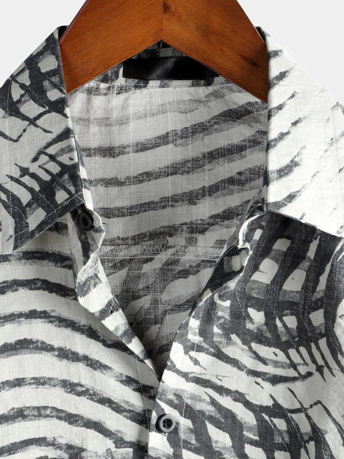 Men's Short Sleeve Striped Printed Retro Shirt