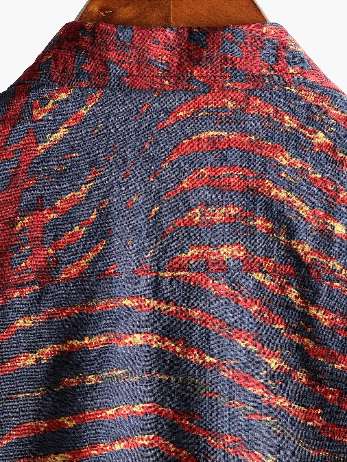 Men's Short Sleeve Striped Printed Retro Shirt