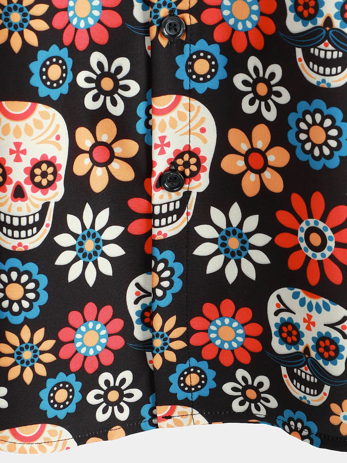 Men's Sugar Skull Punk Rock Holiday Cool Beach Short Sleeve Summer Shirt