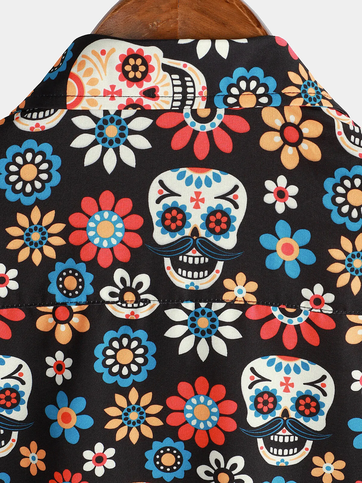 Men's Sugar Skull Punk Rock Holiday Cool Beach Short Sleeve Summer Shirt