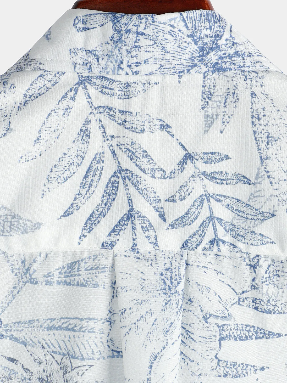 Men's Summer Retro Floral Print Pocket Floral Short Sleeve Button Up White Hawaiian Shirt