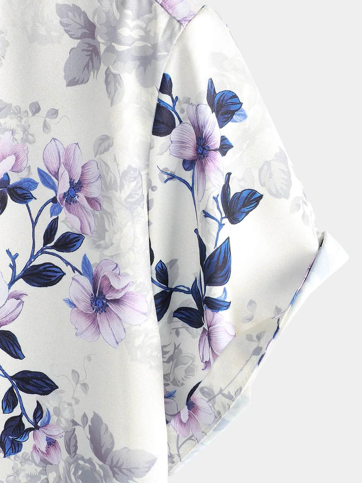 Men's Summer Short Sleeve Floral Print Casual Button Up Shirt