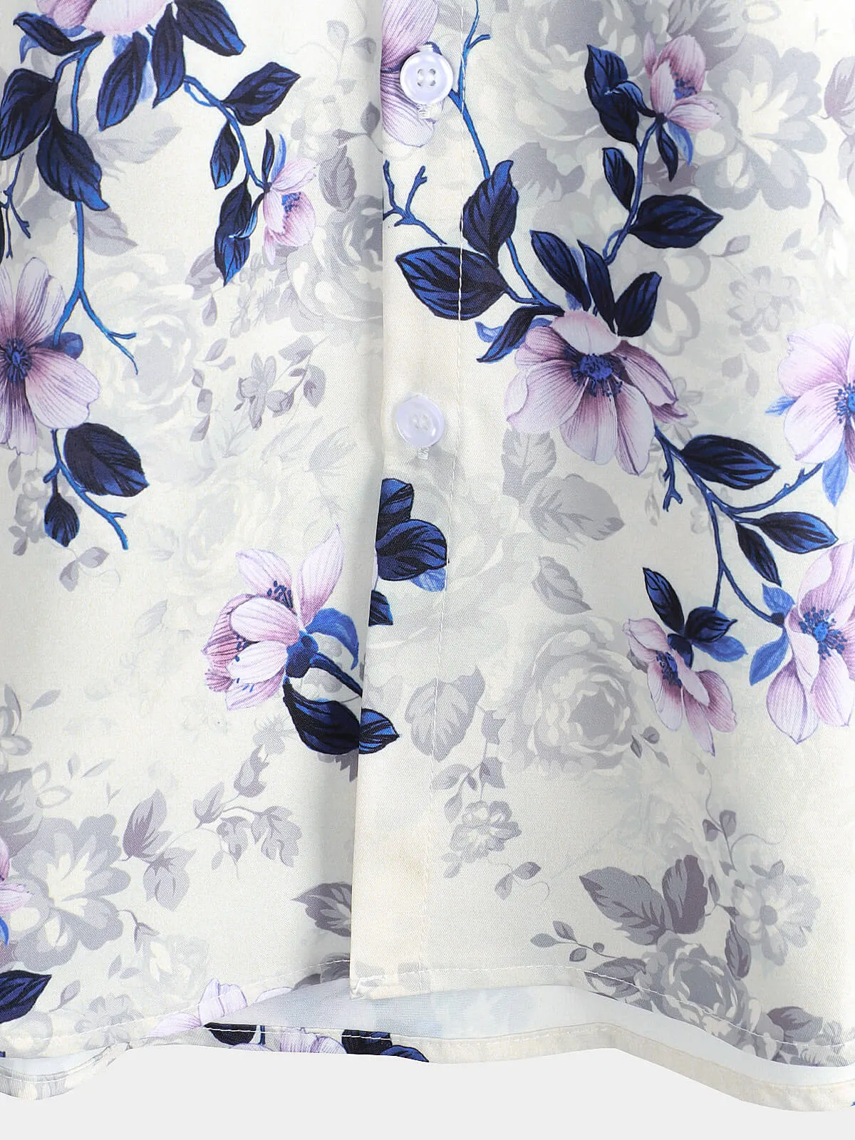 Men's Summer Short Sleeve Floral Print Casual Button Up Shirt