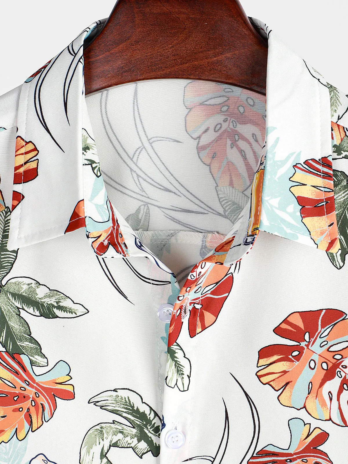 Men's Summer Tropical Beer Beach Button Up Short Sleeve Shirt