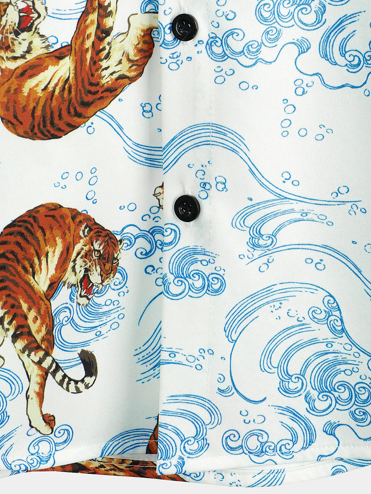 Men's Tiger Animal Print Summer Short Sleeve Cool Hawaiian Beach Button Up Pocket Shirt