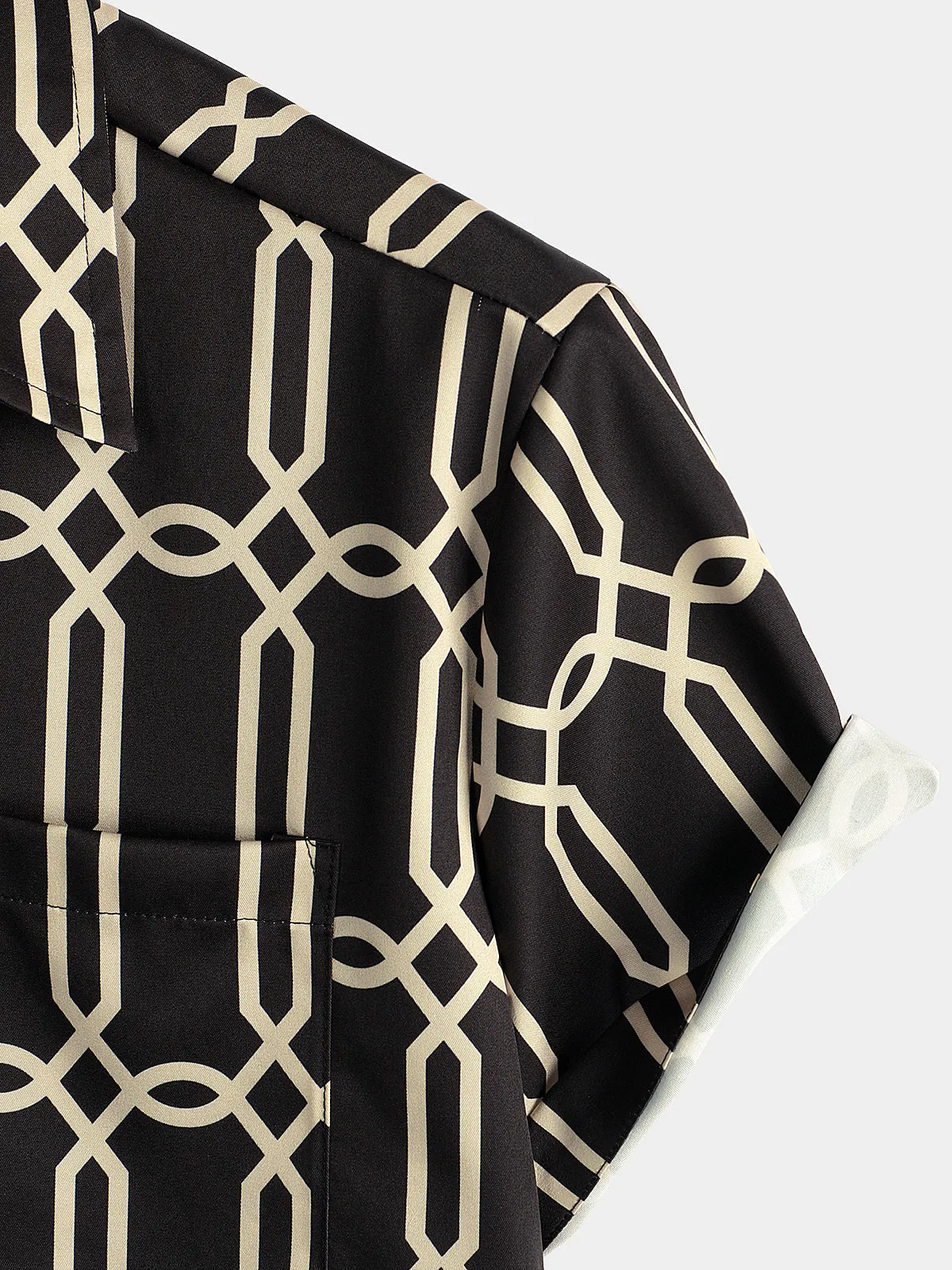 Men's Tiger Print Summer Pocket Short Sleeve Shirt