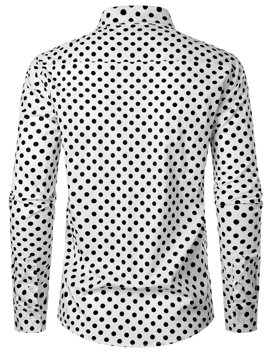 Men's Vintage Black Polka Dots Cotton Long Sleeve Button Up Shirt