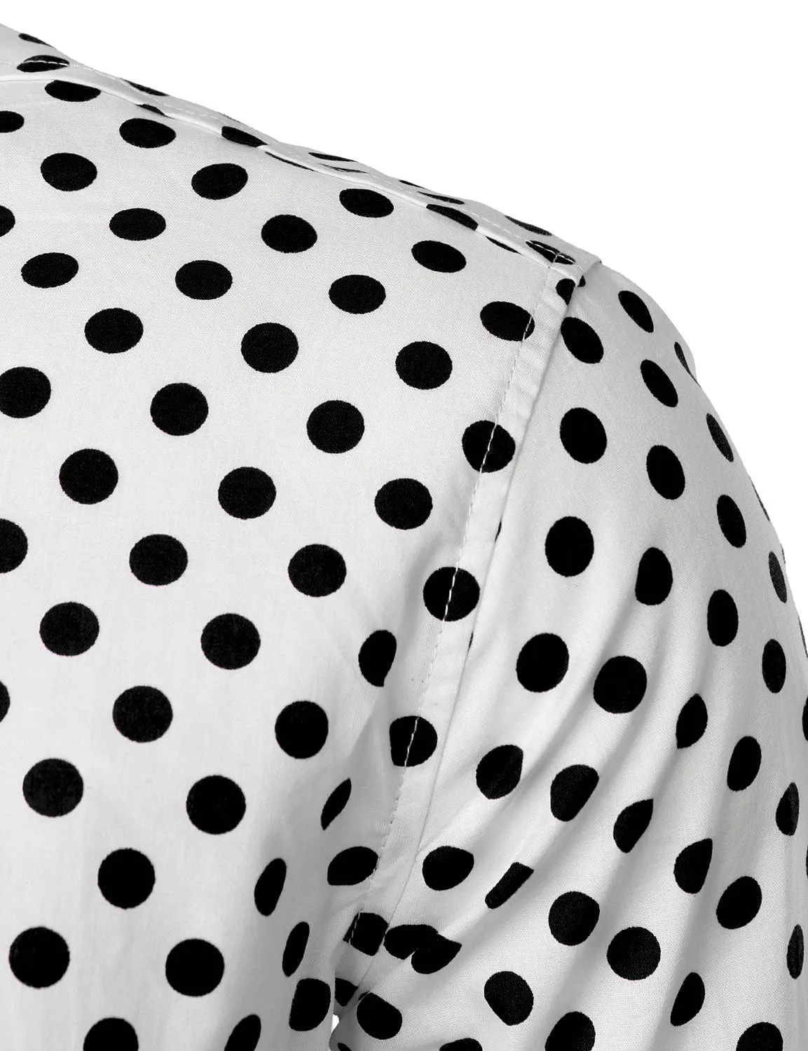 Men's Vintage Black Polka Dots Cotton Long Sleeve Button Up Shirt