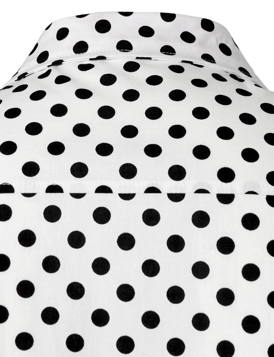 Men's Vintage Black Polka Dots Cotton Long Sleeve Button Up Shirt