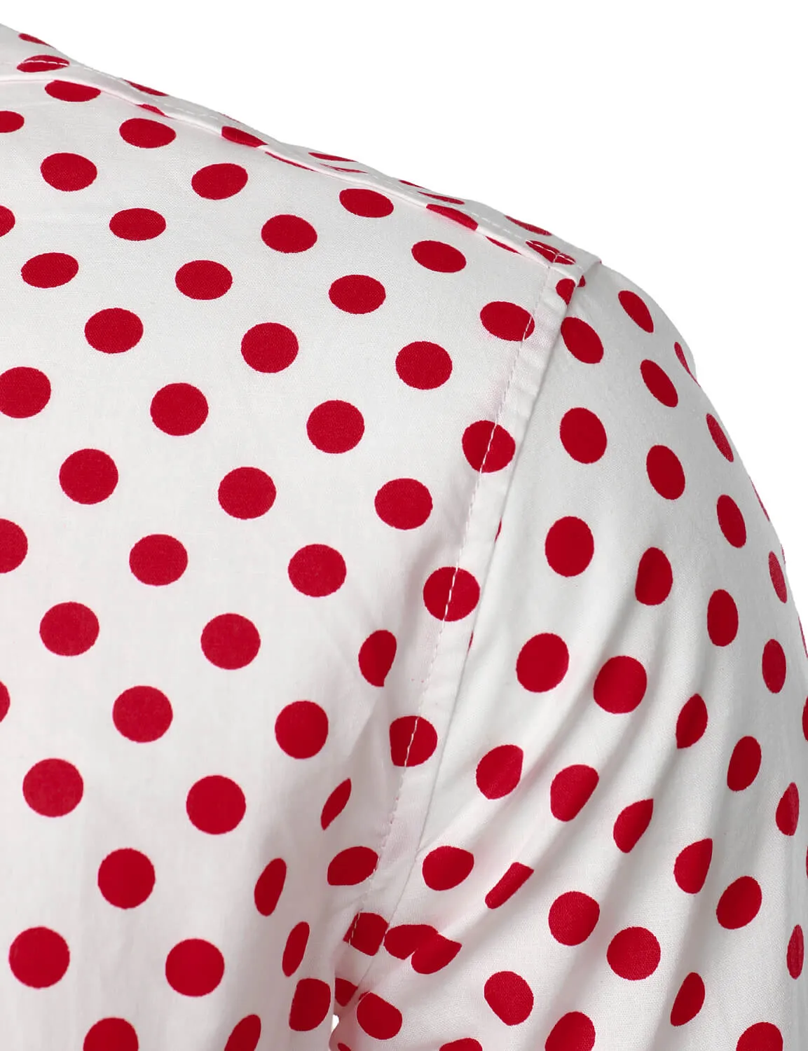Men's Vintage Polka Dots Cotton Long Sleeve Button Up Shirt