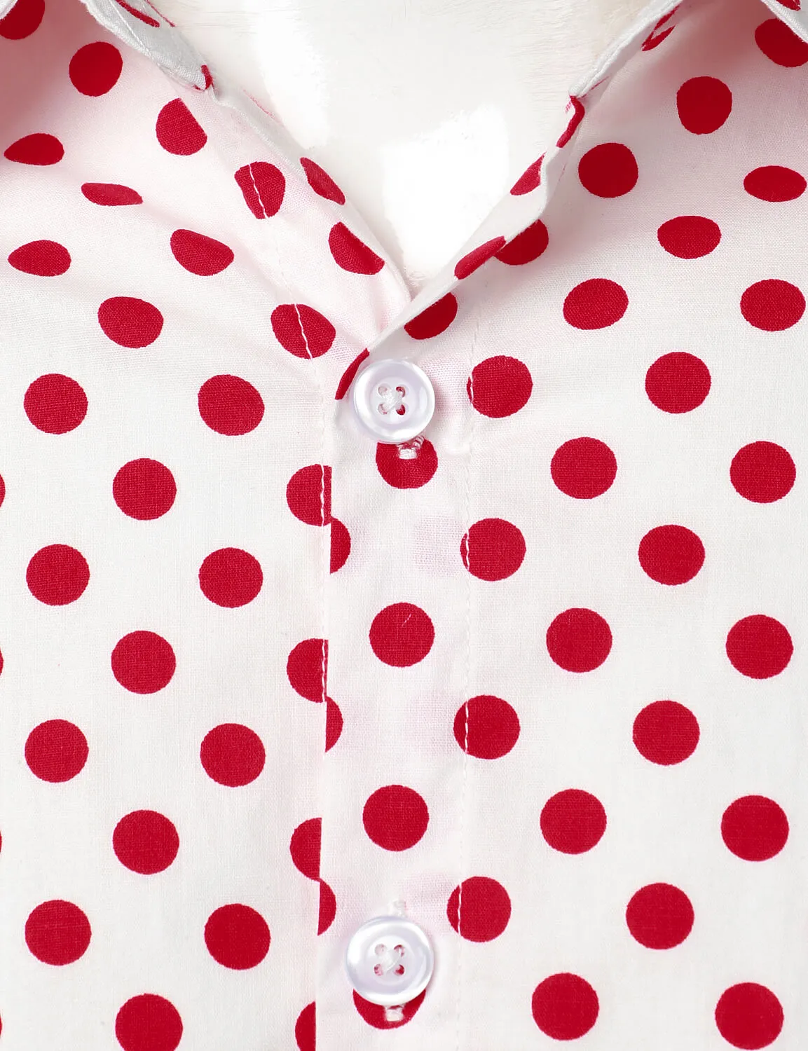 Men's Vintage Polka Dots Cotton Long Sleeve Button Up Shirt