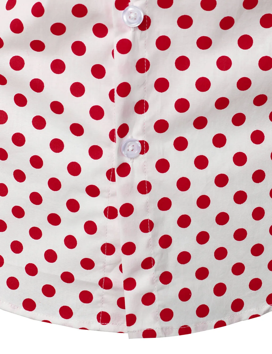 Men's Vintage Polka Dots Cotton Long Sleeve Button Up Shirt