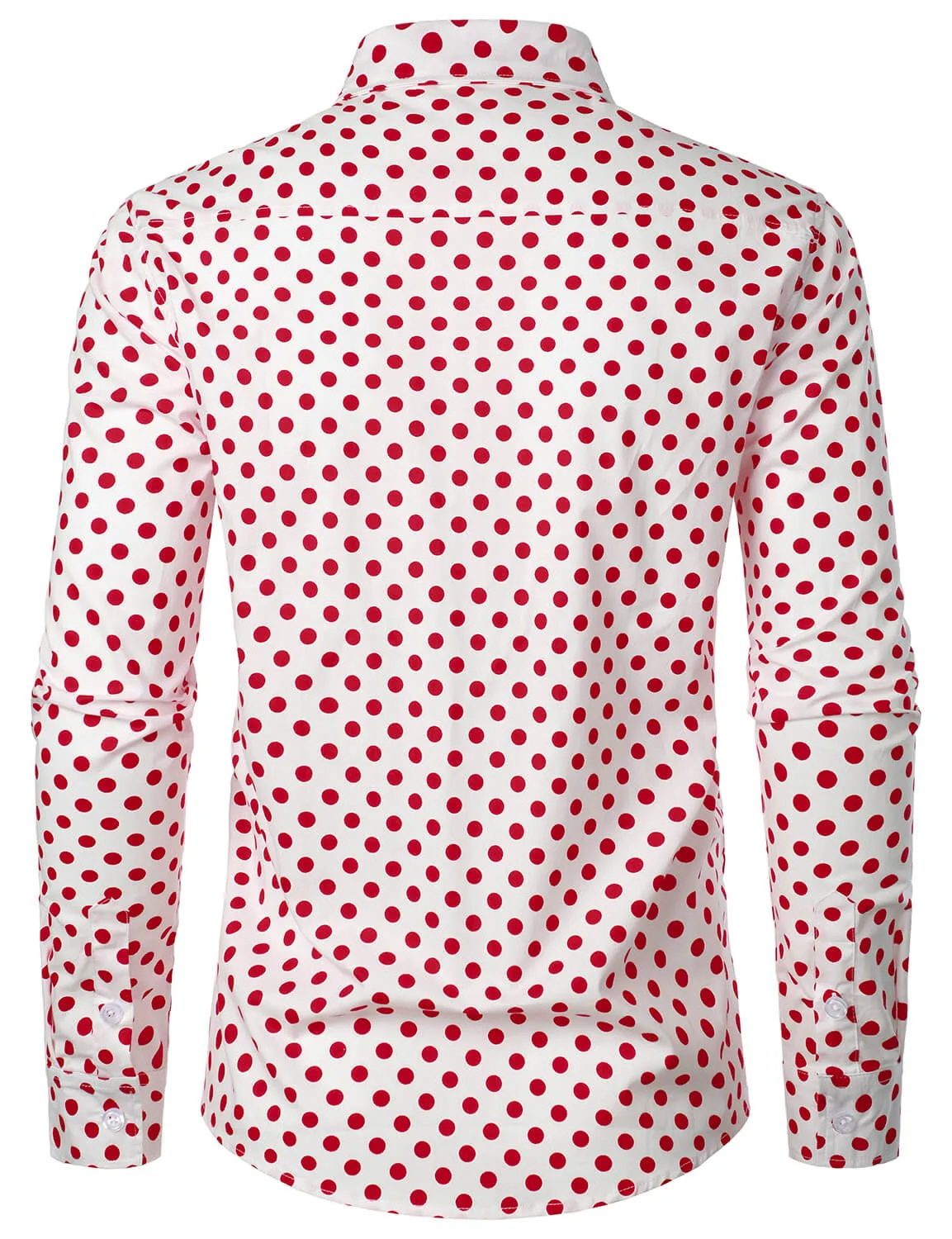 Men's Vintage Polka Dots Cotton Long Sleeve Button Up Shirt