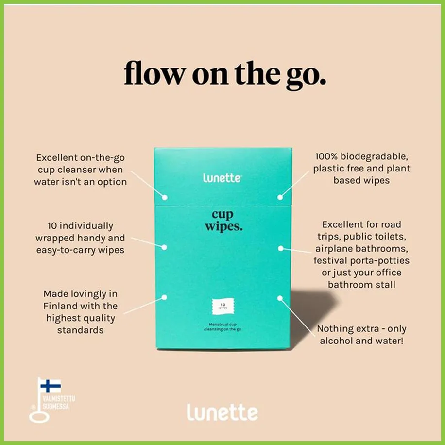 Menstrual Cup Cleansing Travel Wipes - Lunette