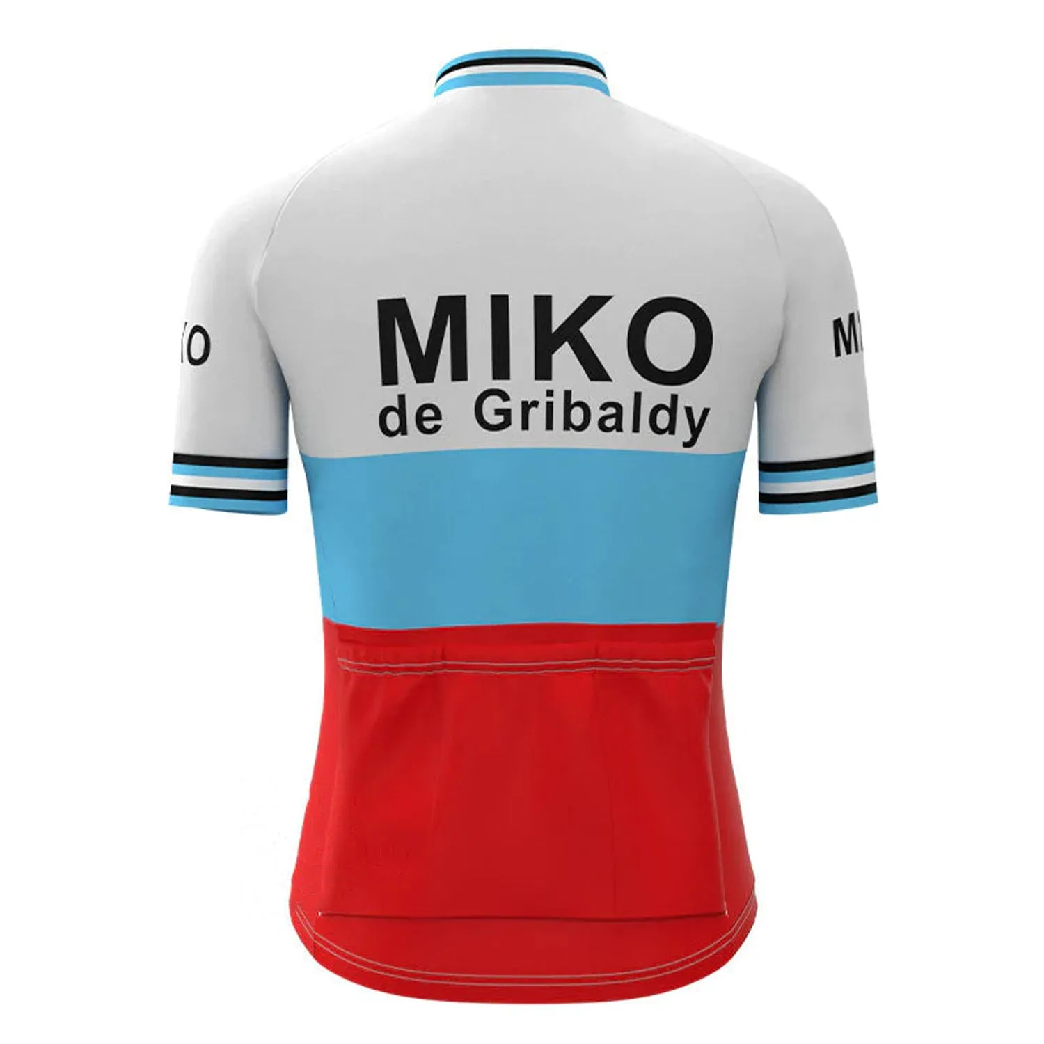 Miko de Gribaldy White Blue Red Vintage Short Sleeve Cycling Jersey Top