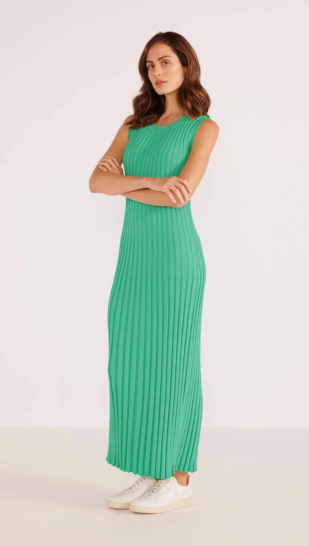 MINKPINK LORI RIB KNIT MIDI DRESS SPEARMINT