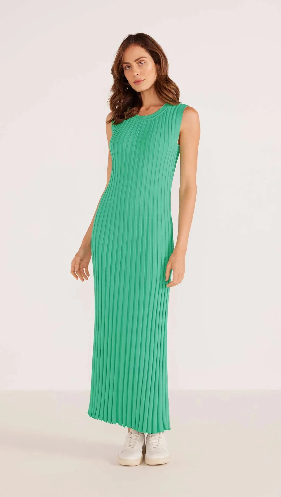MINKPINK LORI RIB KNIT MIDI DRESS SPEARMINT