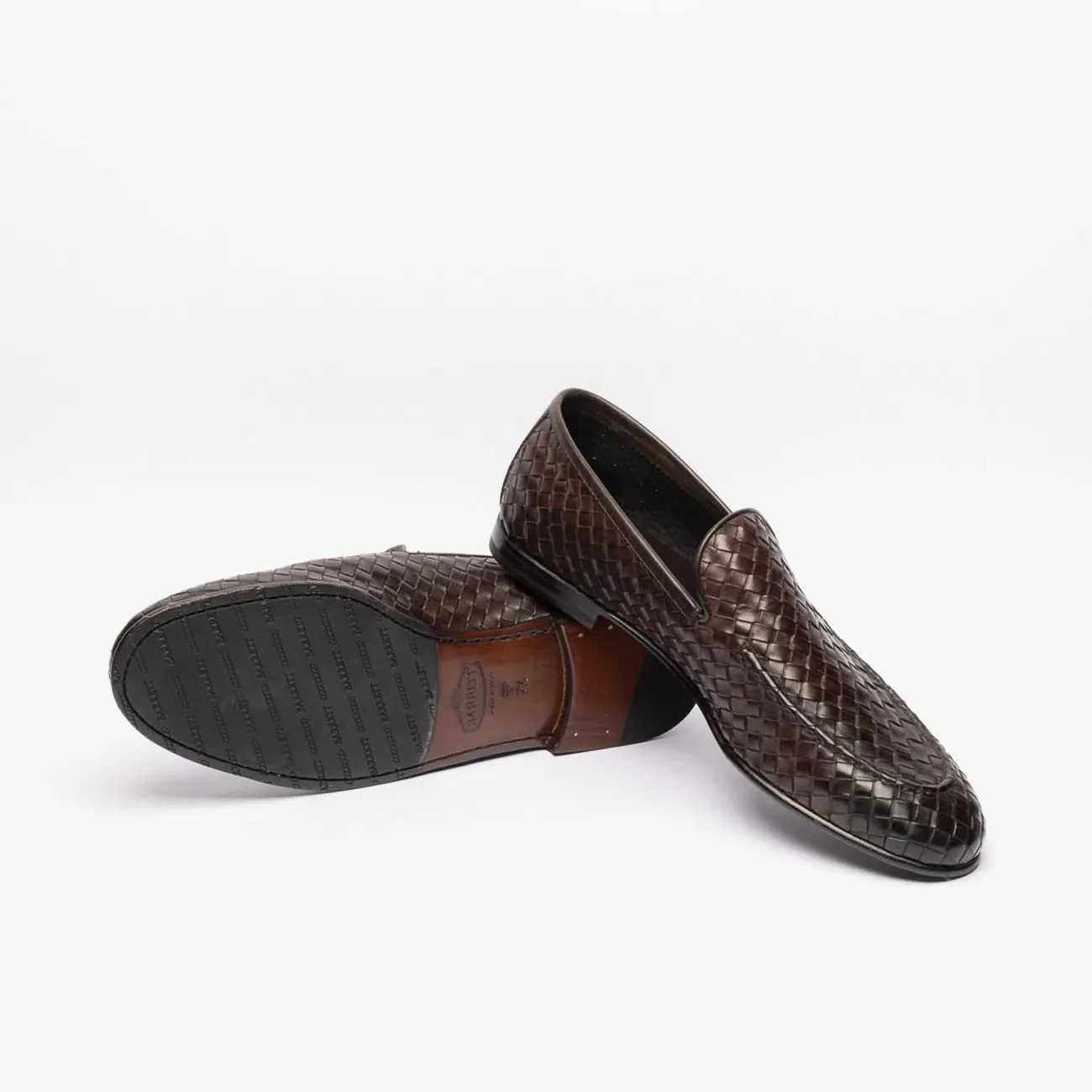 Mocassino slip-on Barrett 231U021 in pelle intrecciata marrone