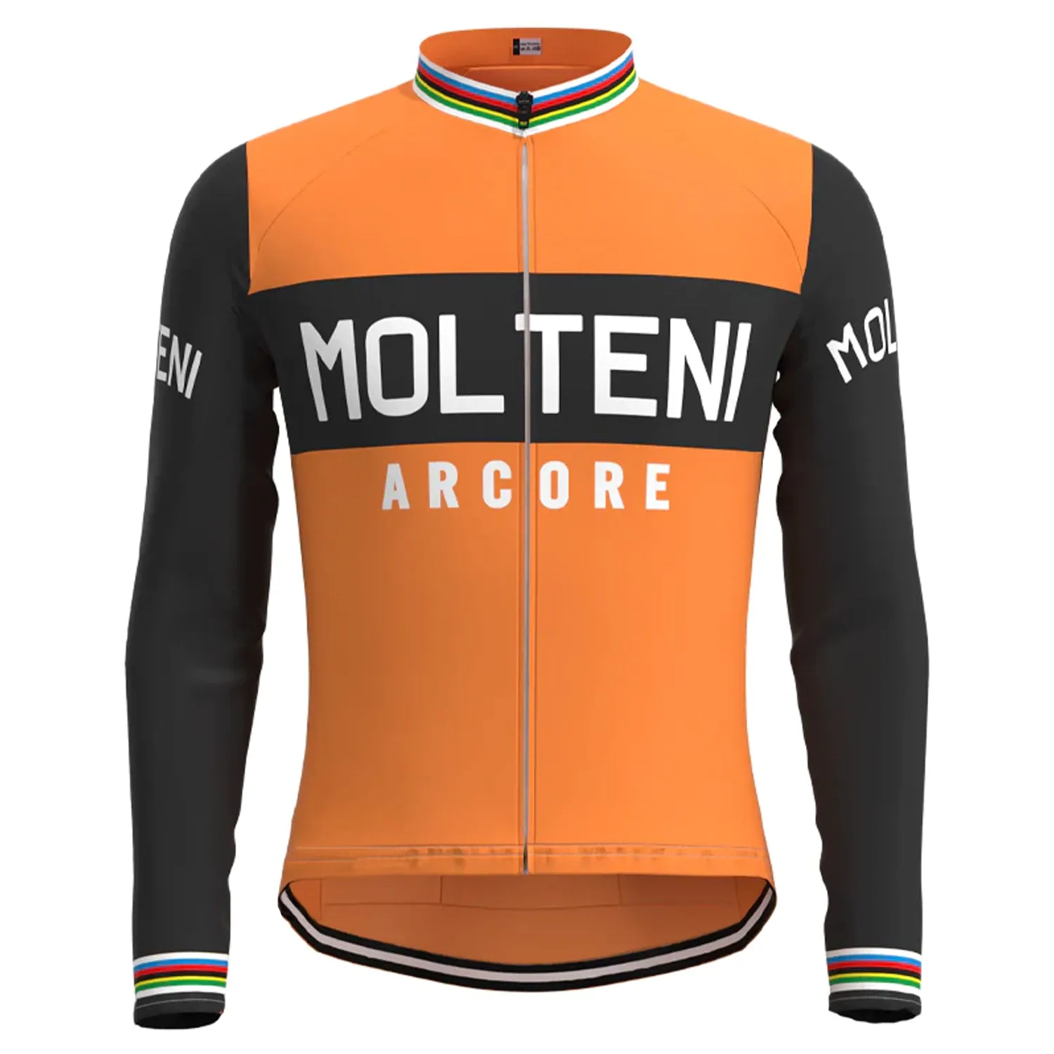 MOLTENI Orange Vintage Long Sleeve Cycling Jersey Top