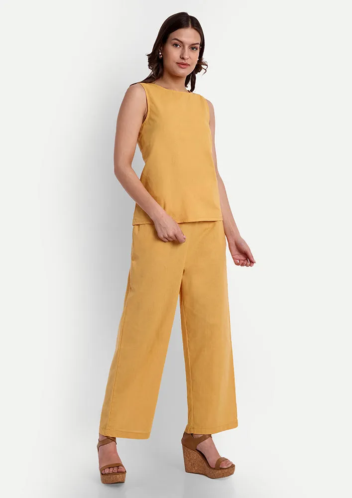 Mustard Sleeveless Top and Pants Co-ord Set