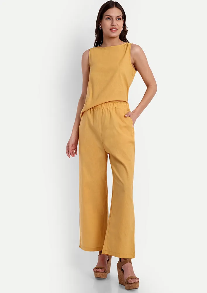 Mustard Sleeveless Top and Pants Co-ord Set