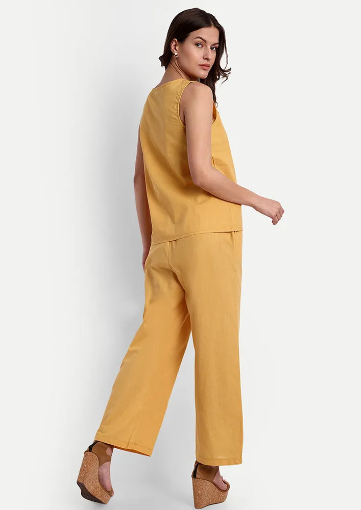Mustard Sleeveless Top and Pants Co-ord Set